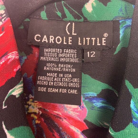 Vintage Carole Little Women's 12 Floral Long Sleeve Blouse Button Front Shirt - Picture 3 of 7